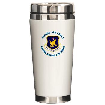 2AF - M01 - 03 - Second Air Force with Text - Ceramic Travel Mug