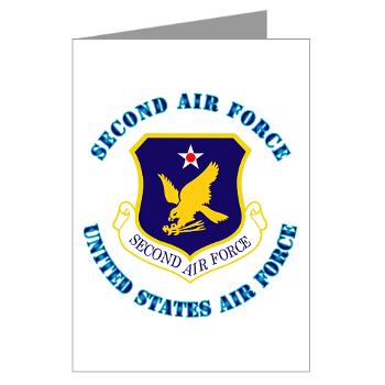 2AF - M01 - 02 - Second Air Force with Text - Greeting Cards (Pk of 10)