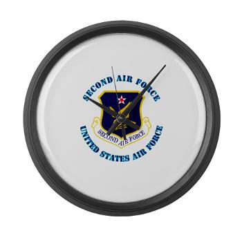2AF - M01 - 03 - Second Air Force with Text - Large Wall Clock