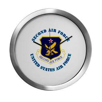 2AF - M01 - 03 - Second Air Force with Text - Modern Wall Clock