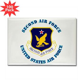 2AF - M01 - 01 - Second Air Force with Text - Rectangle Magnet (100 pack)