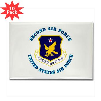 2AF - M01 - 01 - Second Air Force with Text - Rectangle Magnet (10 pack)