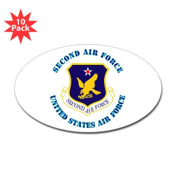 2AF - M01 - 01 - Second Air Force with Text - Sticker (Oval 10 pk)