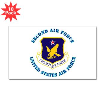 2AF - M01 - 01 - Second Air Force with Text - Sticker (Rectangle 10 pk)