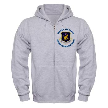 2AF - A01 - 03 - Second Air Force with Text - Zip Hoodie
