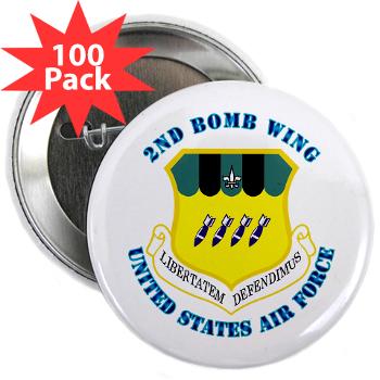 2BW - M01 - 01 - 2nd Bomb Wing with Text - 2.25" Button (100 pack)
