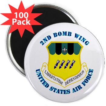 2BW - M01 - 01 - 2nd Bomb Wing with Text - 2.25" Magnet (100 pack)