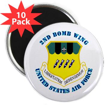 2BW - M01 - 01 - 2nd Bomb Wing with Text - 2.25" Magnet (10 pack)