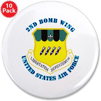 2BW - M01 - 01 - 2nd Bomb Wing with Text - 3.5" Button (10 pack)