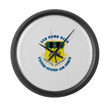 2BW - M01 - 03 - 2nd Bomb Wing with Text - Large Wall Clock