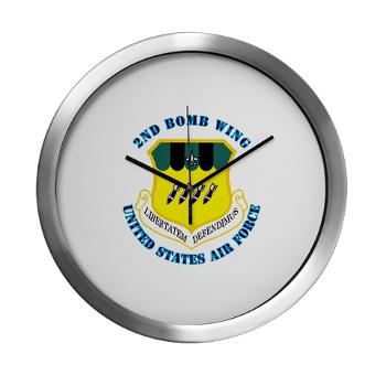 2BW - M01 - 03 - 2nd Bomb Wing with Text - Modern Wall Clock