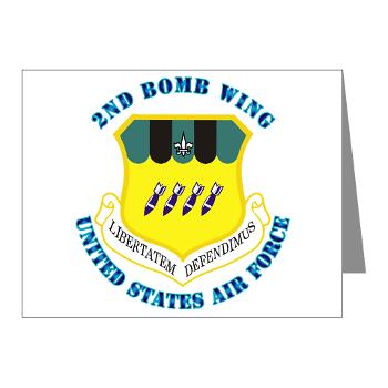 2BW - M01 - 02 - 2nd Bomb Wing with Text - Note Cards (Pk of 20)