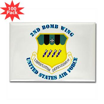 2BW - M01 - 01 - 2nd Bomb Wing with Text - Rectangle Magnet (100 pack)