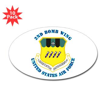 2BW - M01 - 01 - 2nd Bomb Wing with Text - Sticker (Oval 10 pk)