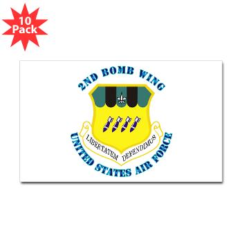 2BW - M01 - 01 - 2nd Bomb Wing with Text - Sticker (Rectangle 10 pk)