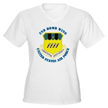 2BW - A01 - 04 - 2nd Bomb Wing with Text - Women's V-Neck T-Shirt