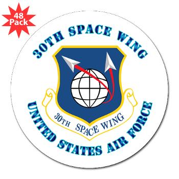 30SW - M01 - 01 - 30th Space Wing with Text - 3" Lapel Sticker (48 pk)