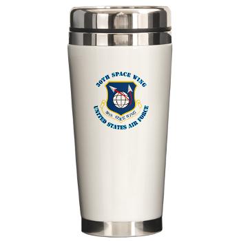 30SW - M01 - 03 - 30th Space Wing with Text - Ceramic Travel Mug - Click Image to Close