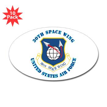 30SW - M01 - 01 - 30th Space Wing with Text - Sticker (Oval 10 pk)
