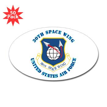 30SW - M01 - 01 - 30th Space Wing with Text - Sticker (Oval 50 pk)