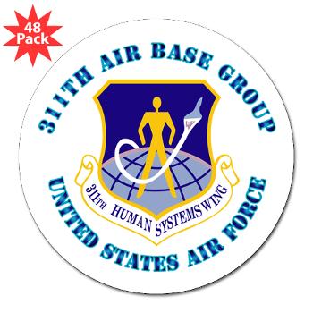 311ABG - M01 - 01 - 311th Air Base Group with Text - 3" Lapel Sticker (48 pk)