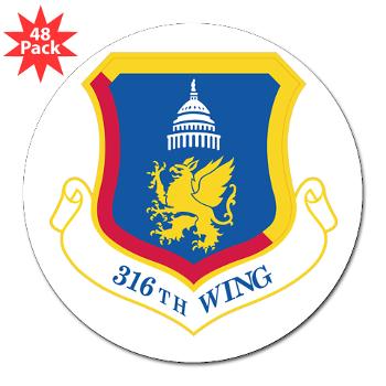 316W - M01 - 01 - 316th Wing - 3" Lapel Sticker (48 pk) - Click Image to Close