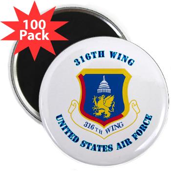 316W - M01 - 01 - 316th Wing with Text - 2.25" Magnet (100 pack)