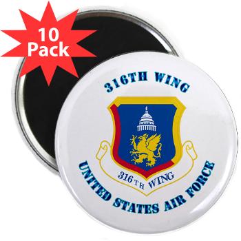 316W - M01 - 01 - 316th Wing with Text - 2.25" Magnet (10 pack)