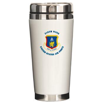 316W - M01 - 03 - 316th Wing with Text - Ceramic Travel Mug - Click Image to Close