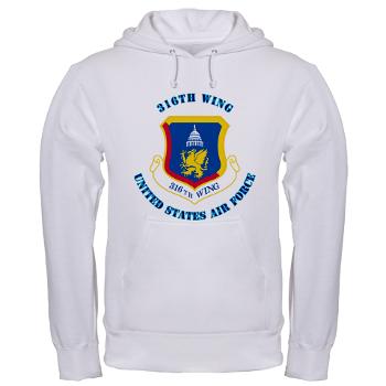 316W - A01 - 03 - 316th Wing with Text - Hooded Sweatshirt