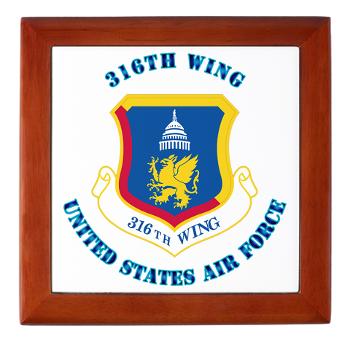 316W - M01 - 03 - 316th Wing with Text - Keepsake Box