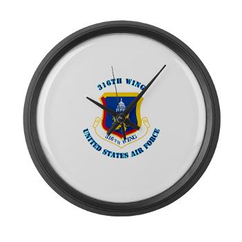 316W - M01 - 03 - 316th Wing with Text - Large Wall Clock