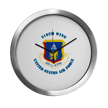 316W - M01 - 03 - 316th Wing with Text - Modern Wall Clock