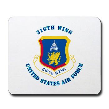 316W - M01 - 03 - 316th Wing with Text - Mousepad