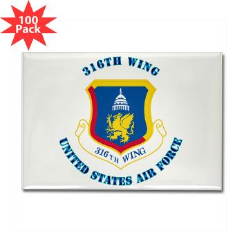 316W - M01 - 01 - 316th Wing with Text - Rectangle Magnet (100 pack)
