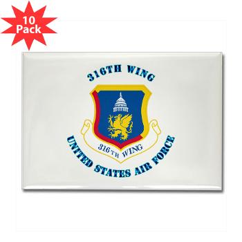 316W - M01 - 01 - 316th Wing with Text - Rectangle Magnet (10 pack)