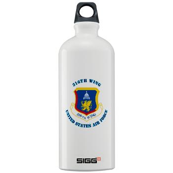 316W - M01 - 03 - 316th Wing with Text - Sigg Water Bottle 1.0L