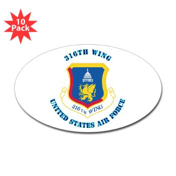 316W - M01 - 01 - 316th Wing with Text - Sticker (Oval 10 pk