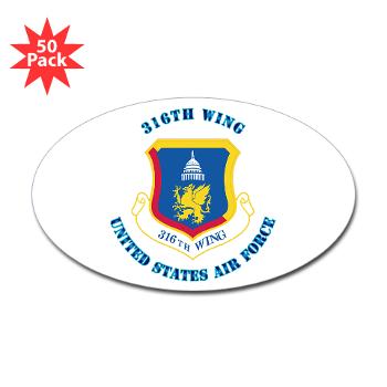 316W - M01 - 01 - 316th Wing with Text - Sticker (Oval 50 pk)
