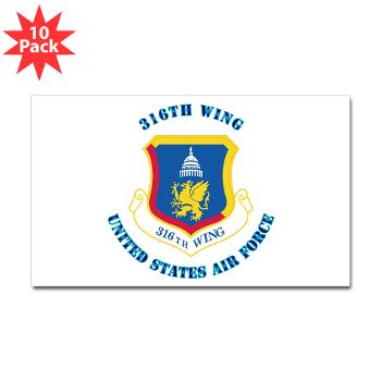 316W - M01 - 01 - 316th Wing with Text - Sticker (Rectangle 10 pk)