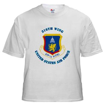 316W - A01 - 04 - 316th Wing with Text - White t-Shirt - Click Image to Close