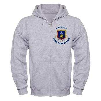 316W - A01 - 03 - 316th Wing with Text - Zip Hoodie