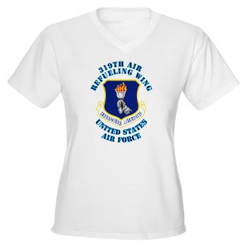 319ARW - A01 - 04 - 319th Air Refueling Wing with Text - Women's V-Neck T-Shirt