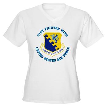 31FW - A01 - 04 - 31st Fighter Wing with Text - Women's V-Neck T-Shirt