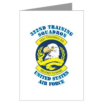 322TS - M01 - 02 - 322nd Training Squadron with Text - Greeting Cards (Pk of 10)