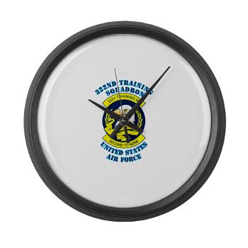322TS - M01 - 03 - 322nd Training Squadron with Text - Large Wall Clock