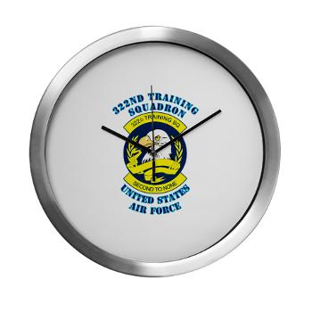 322TS - M01 - 03 - 322nd Training Squadron with Text - Modern Wall Clock