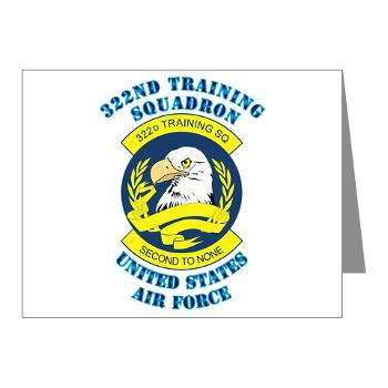 322TS - M01 - 02 - 322nd Training Squadron with Text - Note Cards (Pk of 20)