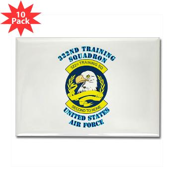 322TS - M01 - 01 - 322nd Training Squadron with Text - Rectangle Magnet (10 pack)