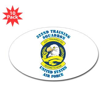 322TS - M01 - 01 - 322nd Training Squadron with Text - Sticker (Oval 10 pk) - Click Image to Close